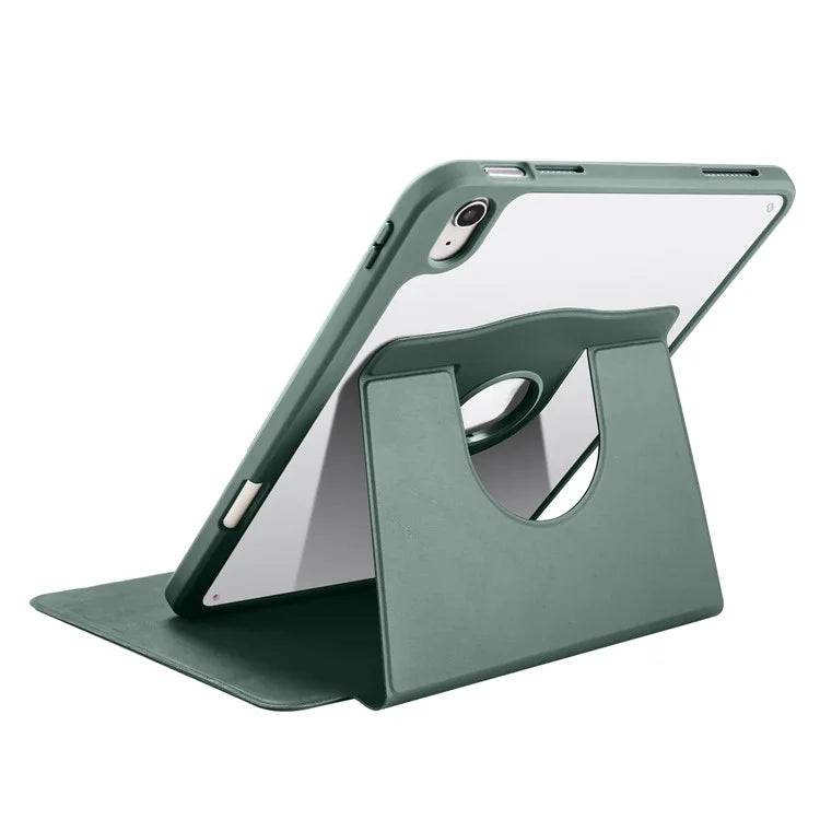 For iPad Air 13 (2024) Case with Pen Holder PU Leather+Acrylic Rotating Stand Tablet Cover