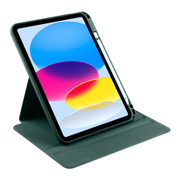 For iPad Air 13 (2024) Case with Pen Holder PU Leather+Acrylic Rotating Stand Tablet Cover