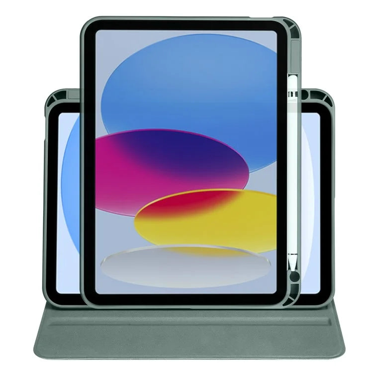 For iPad Air 13 (2024) Case with Pen Holder PU Leather+Acrylic Rotating Stand Tablet Cover