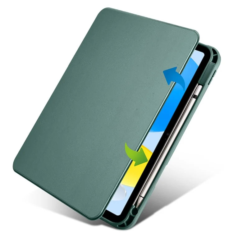For iPad Air 13 (2024) Case with Pen Holder PU Leather+Acrylic Rotating Stand Tablet Cover