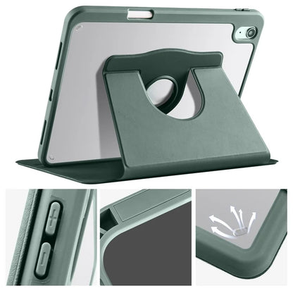For iPad Air 13 (2024) Case with Pen Holder PU Leather+Acrylic Rotating Stand Tablet Cover