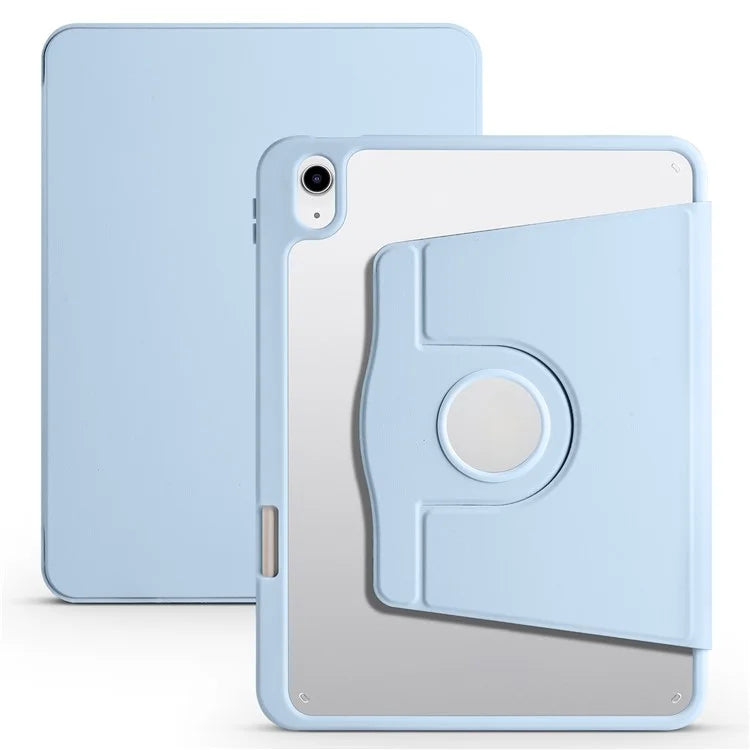 For iPad Air 13 (2024) Case with Pen Holder PU Leather+Acrylic Rotating Stand Tablet Cover
