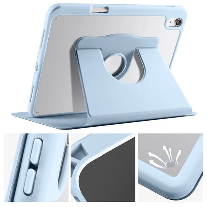 For iPad Air 13 (2024) Case with Pen Holder PU Leather+Acrylic Rotating Stand Tablet Cover