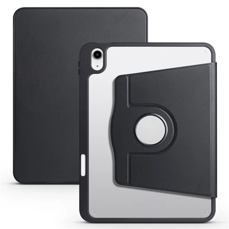 For iPad Air 13 (2024) Case with Pen Holder PU Leather+Acrylic Rotating Stand Tablet Cover