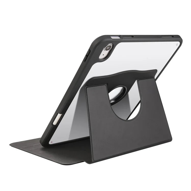 For iPad Air 13 (2024) Case with Pen Holder PU Leather+Acrylic Rotating Stand Tablet Cover