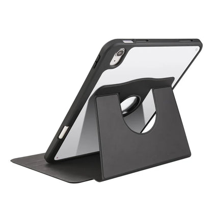 For iPad Air 13 (2024) Case with Pen Holder PU Leather+Acrylic Rotating Stand Tablet Cover