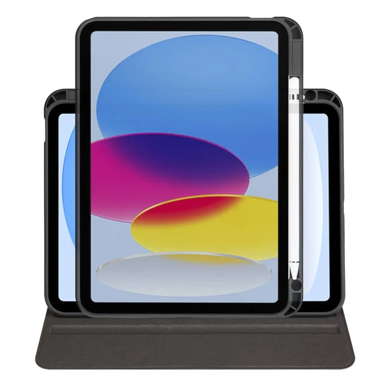 For iPad Air 13 (2024) Case with Pen Holder PU Leather+Acrylic Rotating Stand Tablet Cover