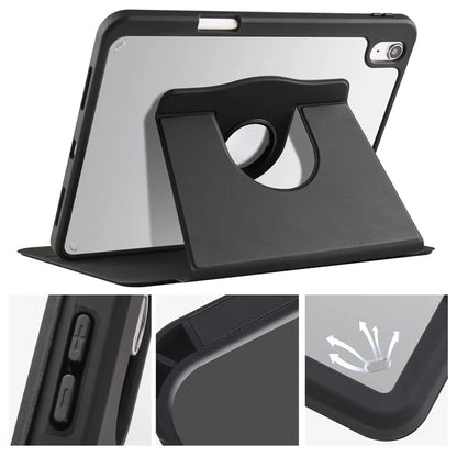 For iPad Air 13 (2024) Case with Pen Holder PU Leather+Acrylic Rotating Stand Tablet Cover
