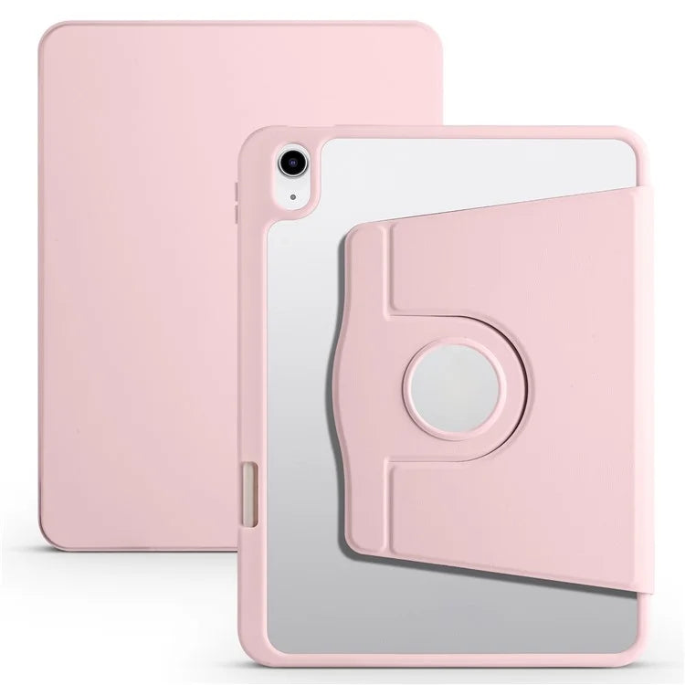 For iPad Air 13 (2024) Case with Pen Holder PU Leather+Acrylic Rotating Stand Tablet Cover