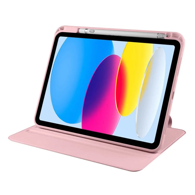 For iPad Air 13 (2024) Case with Pen Holder PU Leather+Acrylic Rotating Stand Tablet Cover