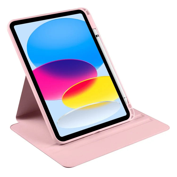 For iPad Air 13 (2024) Case with Pen Holder PU Leather+Acrylic Rotating Stand Tablet Cover