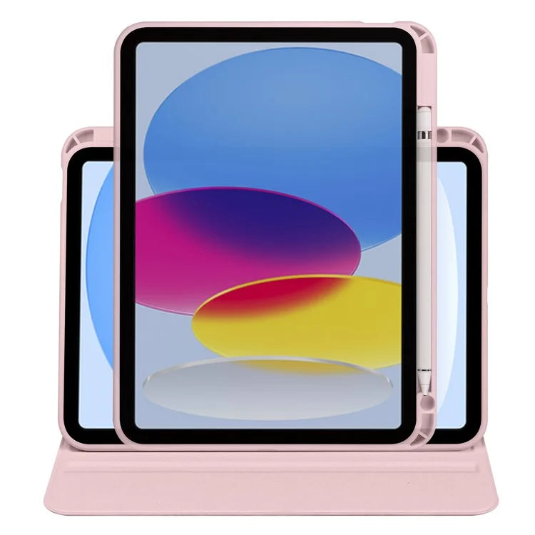 For iPad Air 13 (2024) Case with Pen Holder PU Leather+Acrylic Rotating Stand Tablet Cover