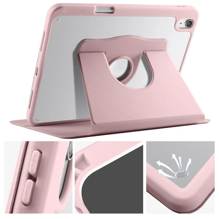 For iPad Air 13 (2024) Case with Pen Holder PU Leather+Acrylic Rotating Stand Tablet Cover
