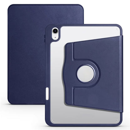 For iPad Air 13 (2024) Case with Pen Holder PU Leather+Acrylic Rotating Stand Tablet Cover