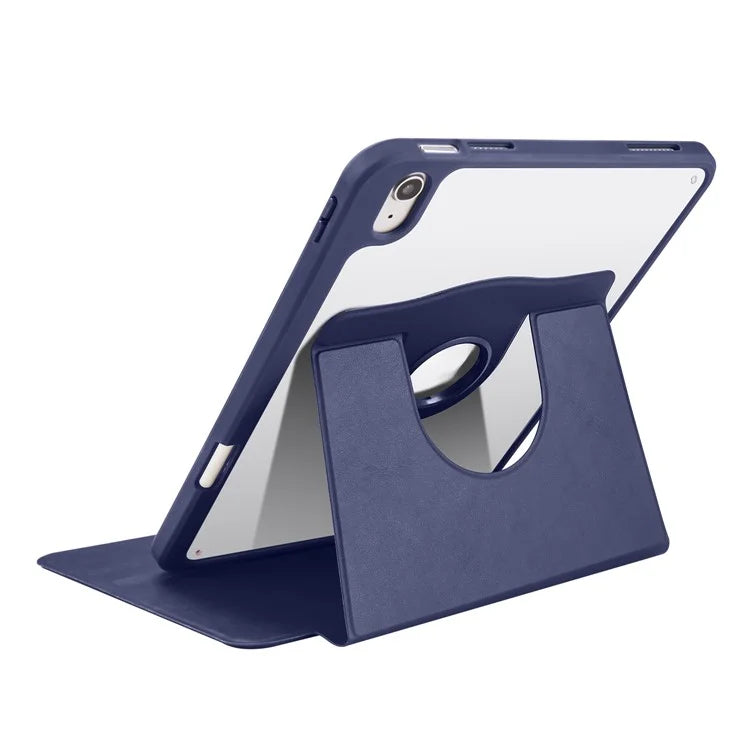 For iPad Air 13 (2024) Case with Pen Holder PU Leather+Acrylic Rotating Stand Tablet Cover