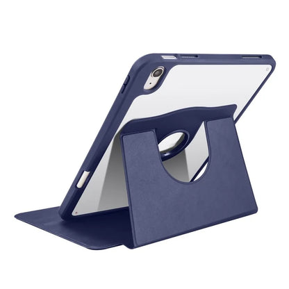 For iPad Air 13 (2024) Case with Pen Holder PU Leather+Acrylic Rotating Stand Tablet Cover