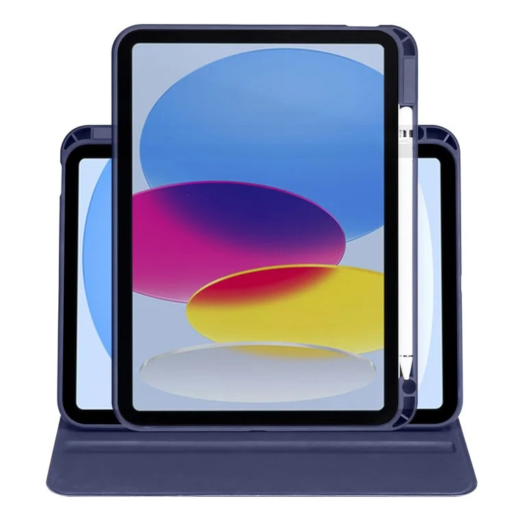 For iPad Air 13 (2024) Case with Pen Holder PU Leather+Acrylic Rotating Stand Tablet Cover