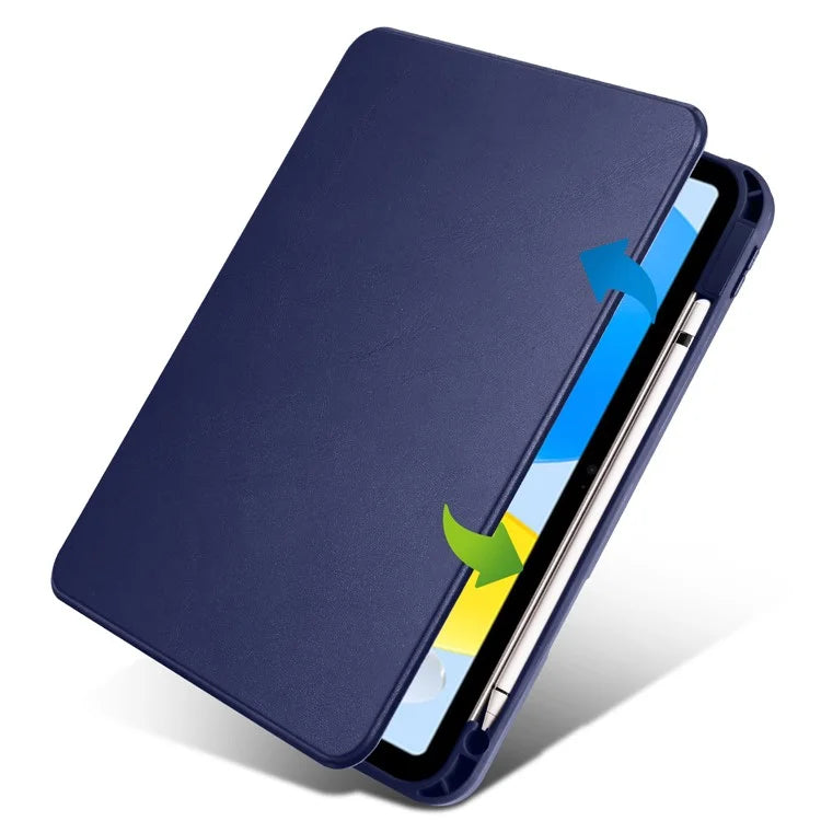 For iPad Air 13 (2024) Case with Pen Holder PU Leather+Acrylic Rotating Stand Tablet Cover
