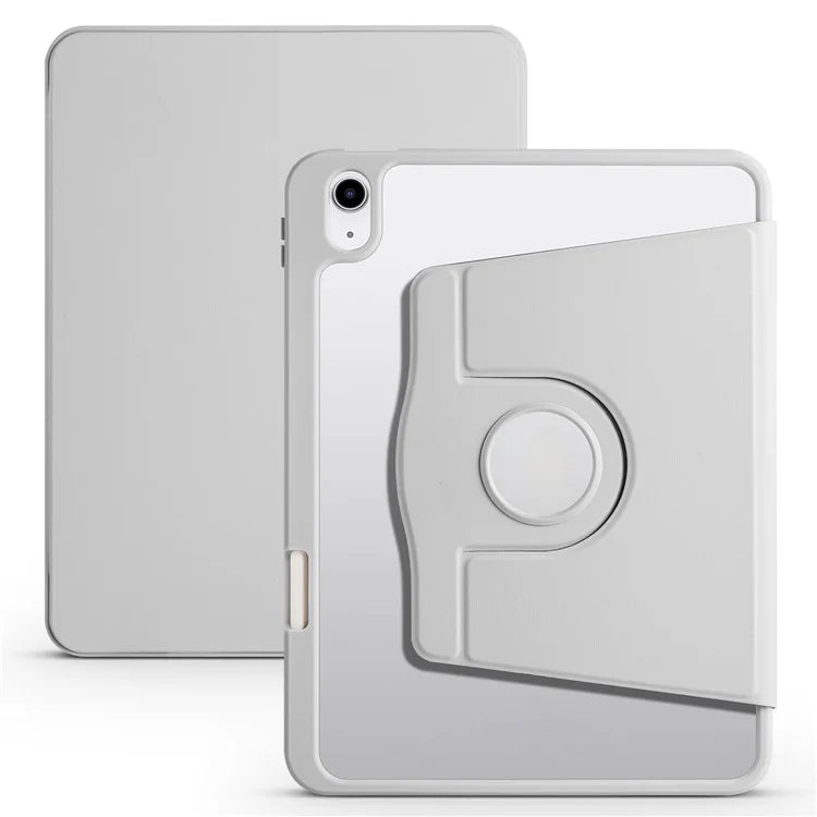 For iPad Air 13 (2024) Case with Pen Holder PU Leather+Acrylic Rotating Stand Tablet Cover