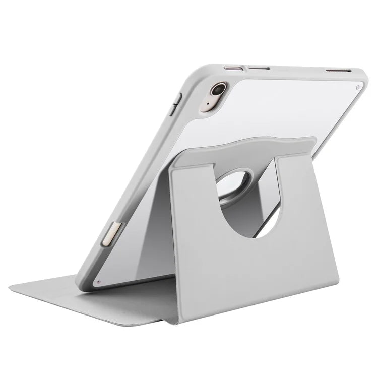 For iPad Air 13 (2024) Case with Pen Holder PU Leather+Acrylic Rotating Stand Tablet Cover