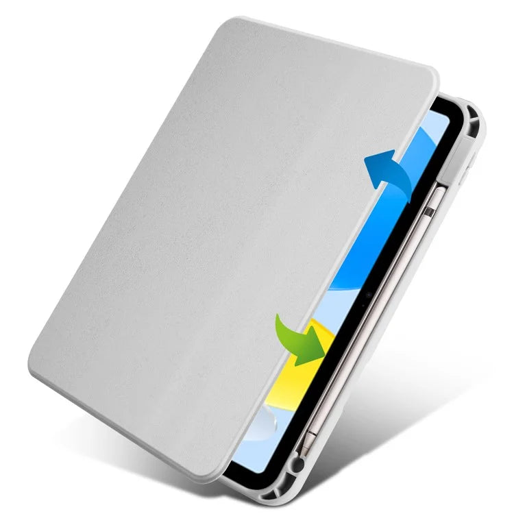 For iPad Air 13 (2024) Case with Pen Holder PU Leather+Acrylic Rotating Stand Tablet Cover