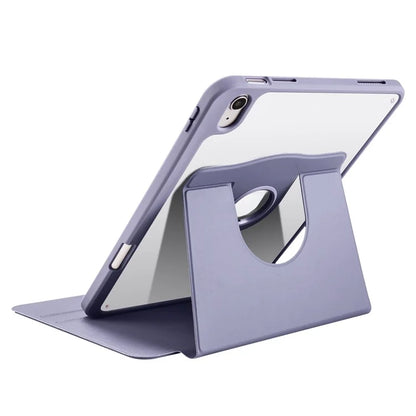 For iPad Air 13 (2024) Case with Pen Holder PU Leather+Acrylic Rotating Stand Tablet Cover