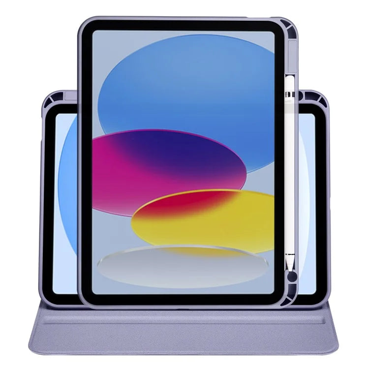 For iPad Air 13 (2024) Case with Pen Holder PU Leather+Acrylic Rotating Stand Tablet Cover