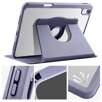 For iPad Air 13 (2024) Case with Pen Holder PU Leather+Acrylic Rotating Stand Tablet Cover