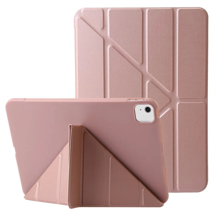 For iPad Air 13 (2024) Case Origami Stand PU Leather+Silicone Tablet Cover with Auto Sleep / Wake