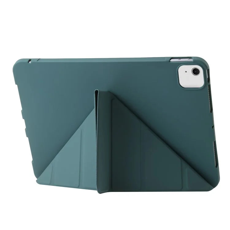 For iPad Air 13 (2024) Case Origami Stand PU Leather+Silicone Tablet Cover with Auto Sleep / Wake
