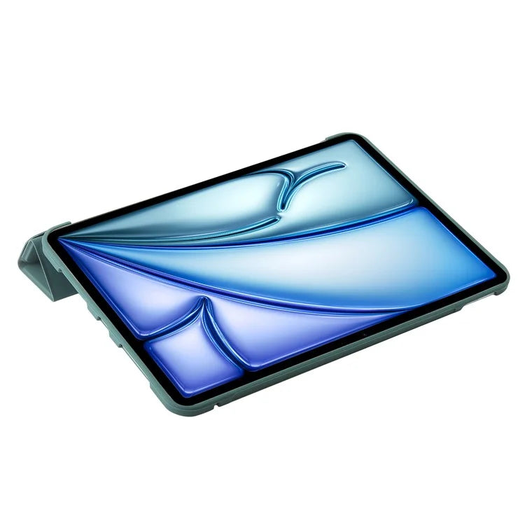 For iPad Air 13 (2024) Case Origami Stand PU Leather+Silicone Tablet Cover with Auto Sleep / Wake