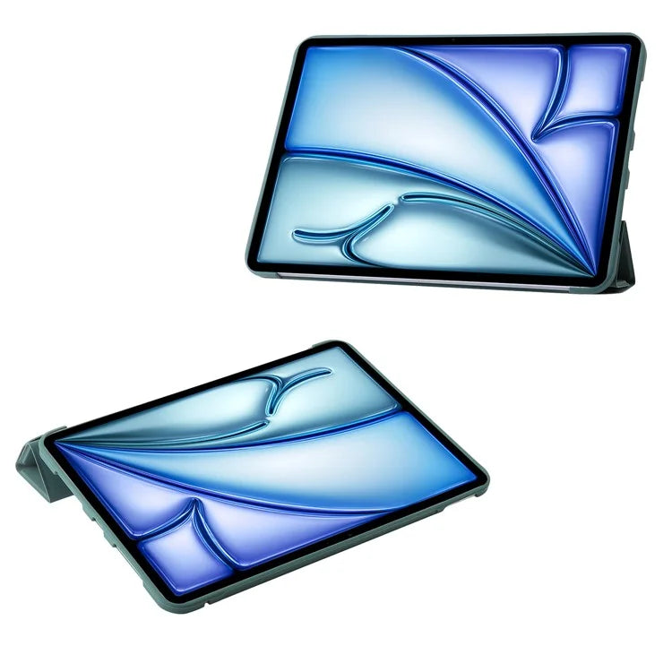 For iPad Air 13 (2024) Case Origami Stand PU Leather+Silicone Tablet Cover with Auto Sleep / Wake