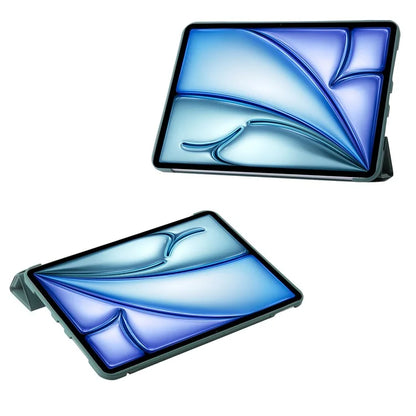 For iPad Air 13 (2024) Case Origami Stand PU Leather+Silicone Tablet Cover with Auto Sleep / Wake