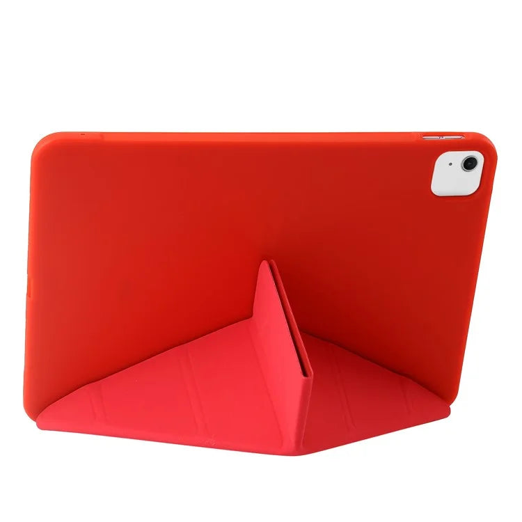 For iPad Air 13 (2024) Case Origami Stand PU Leather+Silicone Tablet Cover with Auto Sleep  /  Wake