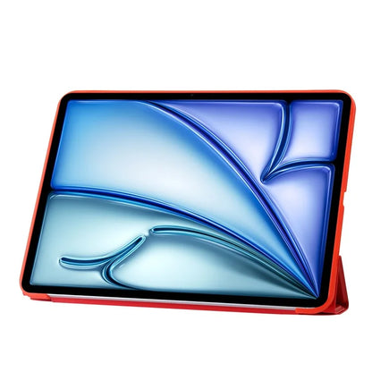For iPad Air 13 (2024) Case Origami Stand PU Leather+Silicone Tablet Cover with Auto Sleep  /  Wake
