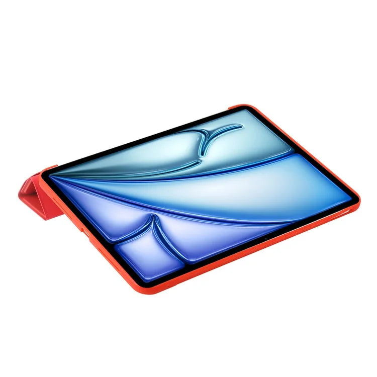 For iPad Air 13 (2024) Case Origami Stand PU Leather+Silicone Tablet Cover with Auto Sleep  /  Wake