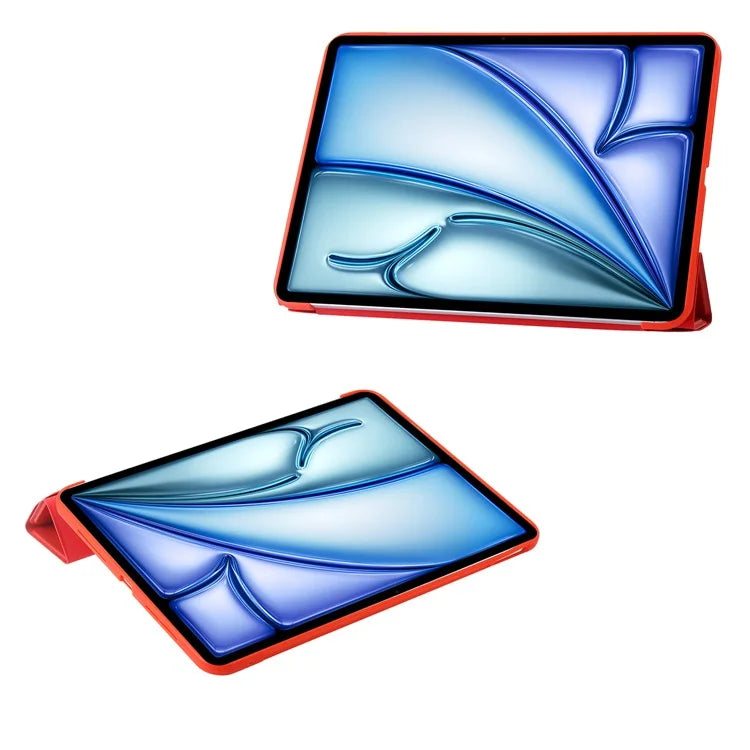 For iPad Air 13 (2024) Case Origami Stand PU Leather+Silicone Tablet Cover with Auto Sleep  /  Wake