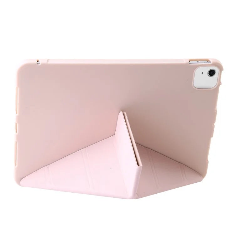 For iPad Air 13 (2024) Case Origami Stand PU Leather+Silicone Tablet Cover with Auto Sleep  /  Wake