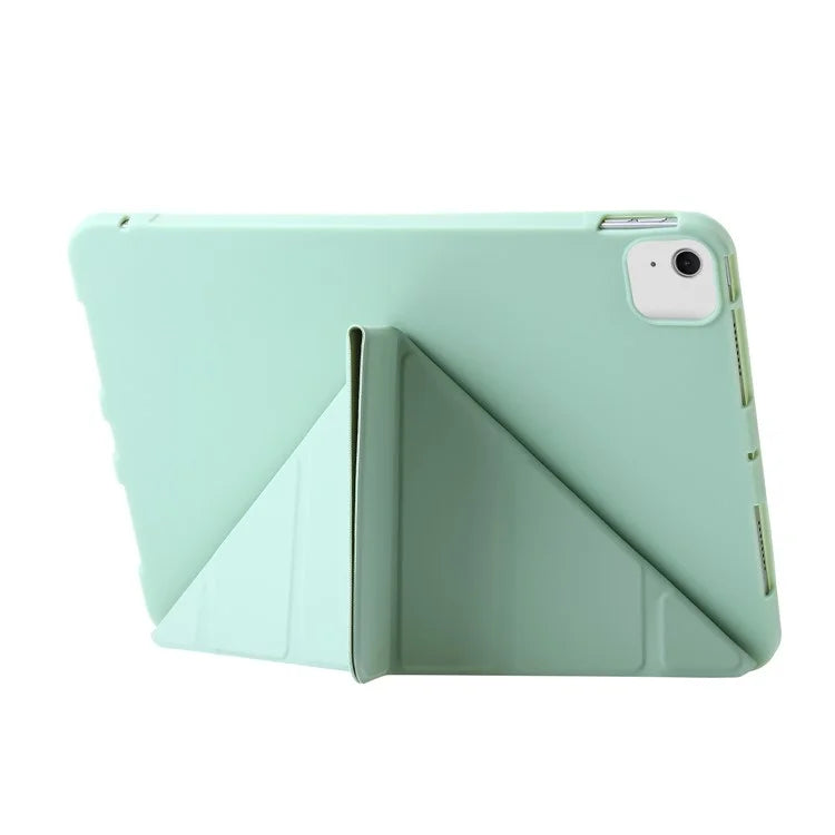 For iPad Air 13 (2024) Case Origami Stand PU Leather+Silicone Tablet Cover with Auto Sleep  /  Wake