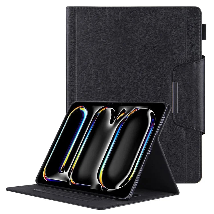 For iPad Pro 11 (2024) Case Adjustable Stand PU Leather Tablet Cover with Auto Wake  /  Sleep