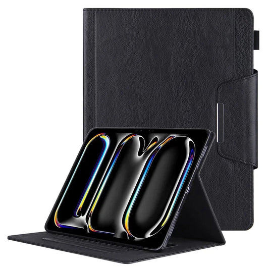 For iPad Pro 11 (2024) Case Adjustable Stand PU Leather Tablet Cover with Auto Wake  /  Sleep
