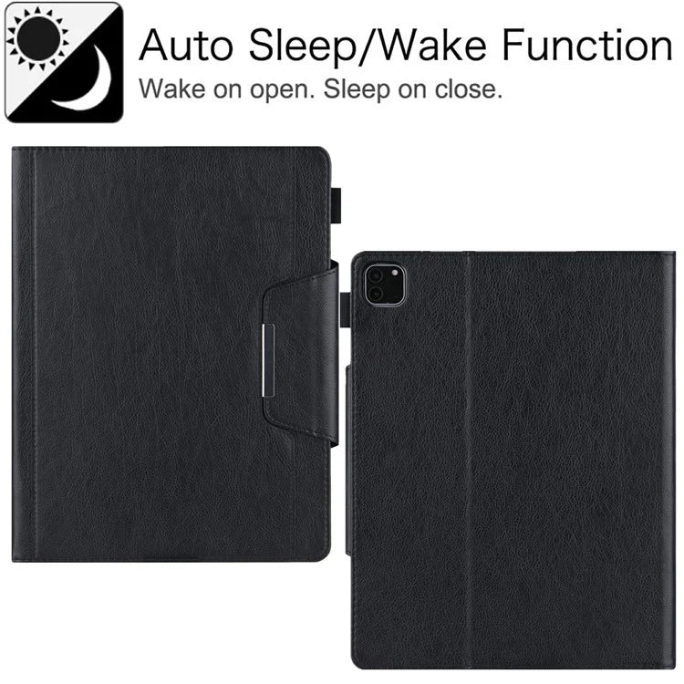 For iPad Pro 11 (2024) Case Adjustable Stand PU Leather Tablet Cover with Auto Wake  /  Sleep