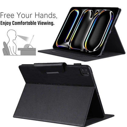 For iPad Pro 11 (2024) Case Adjustable Stand PU Leather Tablet Cover with Auto Wake  /  Sleep