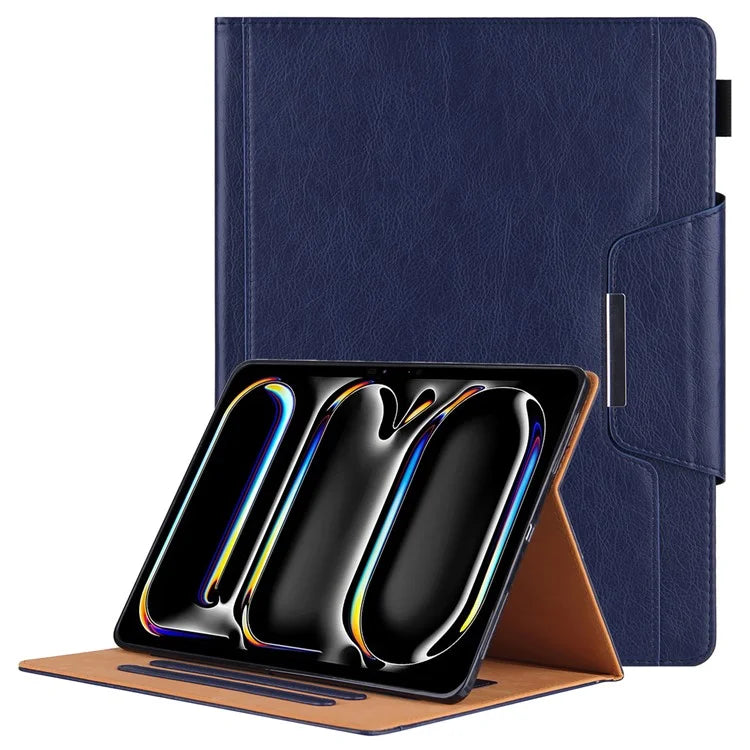 For iPad Pro 11 (2024) Case Adjustable Stand PU Leather Tablet Cover with Auto Wake  /  Sleep