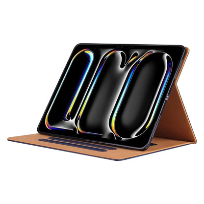For iPad Pro 11 (2024) Case Adjustable Stand PU Leather Tablet Cover with Auto Wake  /  Sleep