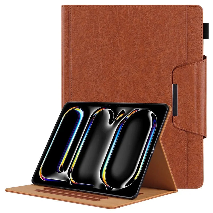 For iPad Pro 11 (2024) Case Adjustable Stand PU Leather Tablet Cover with Auto Wake  /  Sleep
