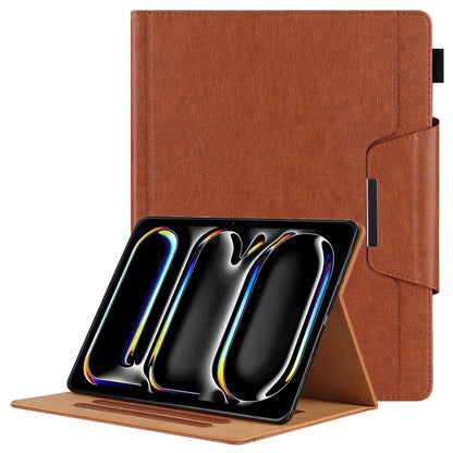 For iPad Pro 11 (2024) Case Adjustable Stand PU Leather Tablet Cover with Auto Wake  /  Sleep