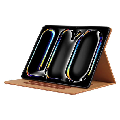 For iPad Pro 11 (2024) Case Adjustable Stand PU Leather Tablet Cover with Auto Wake  /  Sleep