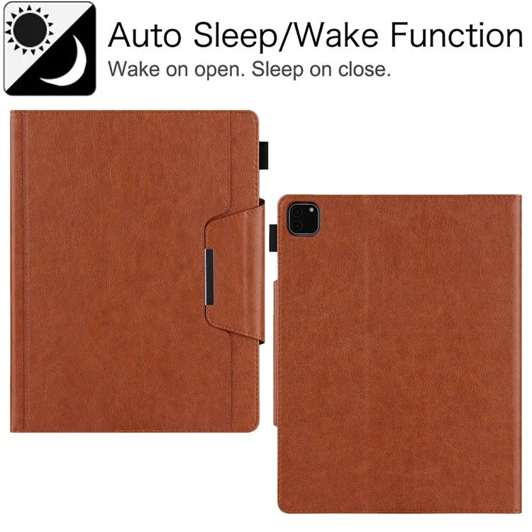 For iPad Pro 11 (2024) Case Adjustable Stand PU Leather Tablet Cover with Auto Wake  /  Sleep