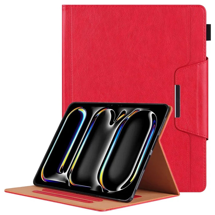 For iPad Pro 11 (2024) Case Adjustable Stand PU Leather Tablet Cover with Auto Wake  /  Sleep
